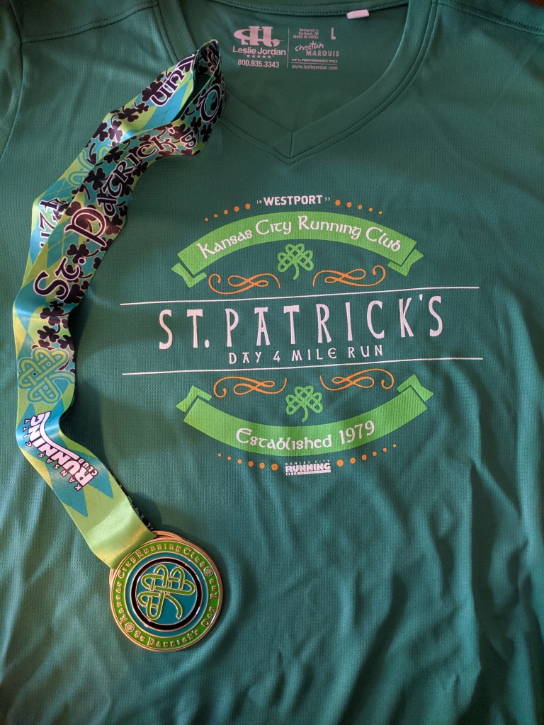 Westport St. Patrick's Day 4 mile run shirt and medal